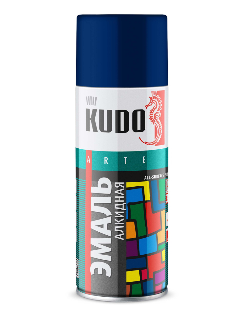 Аэрозольная краска в баллончике KUDO, алкидная, быстросохнущая, глянцевое покрытие, темно-синий RAL 5003, #1