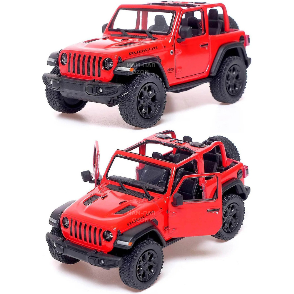 Машинка металлическая Kinsmart 1:34 2018 Jeep Wrangler Open Top KT5412DA инерционная, двери открываются #1