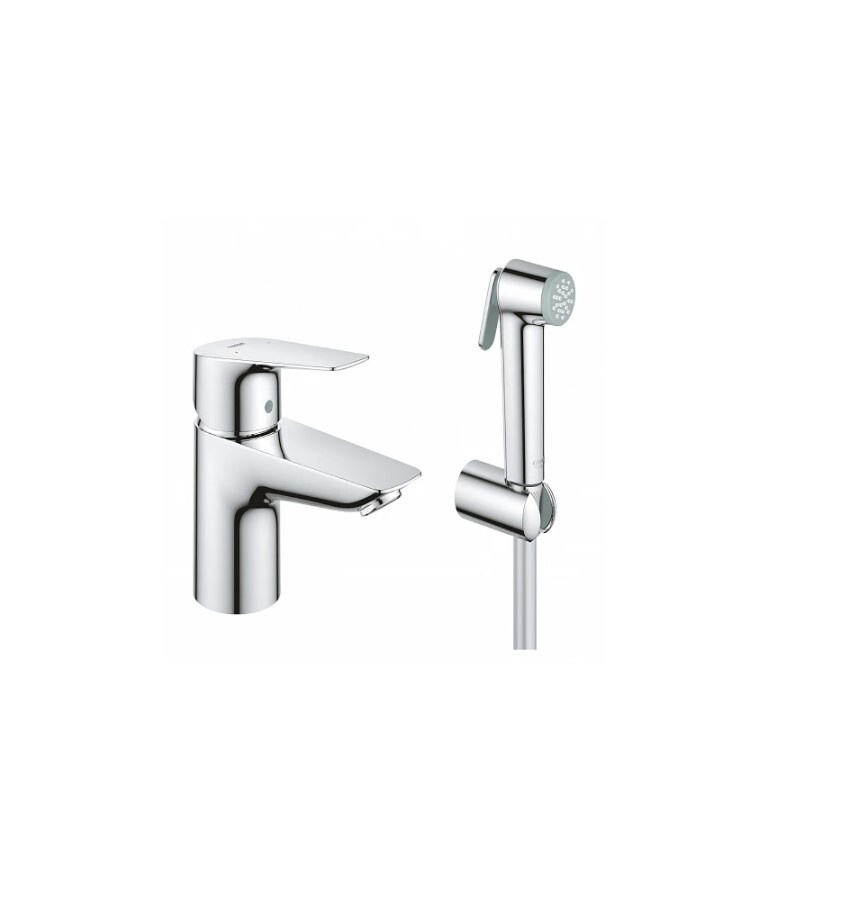 Смеситель Grohe для раковины с гигиеническим душем, хром BauEdge 23757001  #1