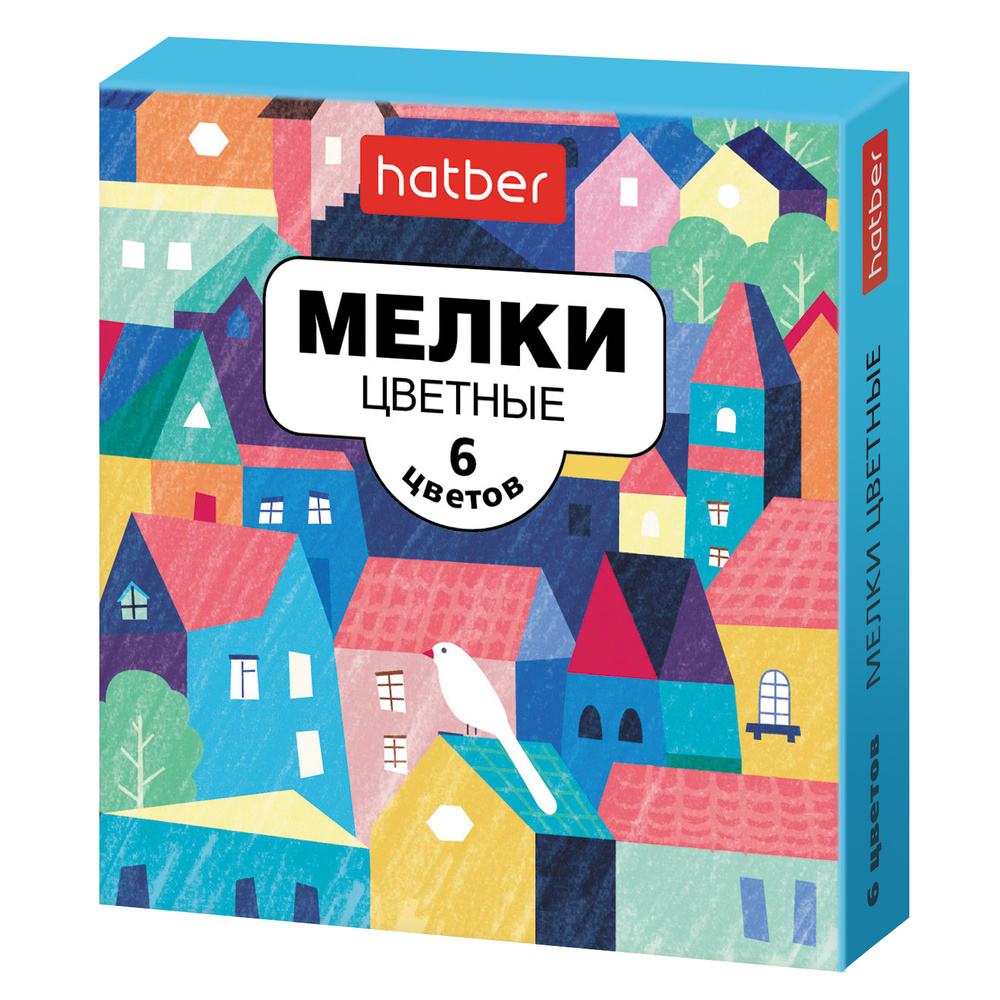 Мелки Hatber -Городок- 6 цветов в картонной коробке  #1
