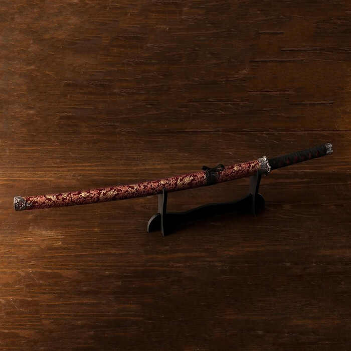 Сувенирное оружие Катана на подставке, цветочный узор на ножнах, 89см  #1