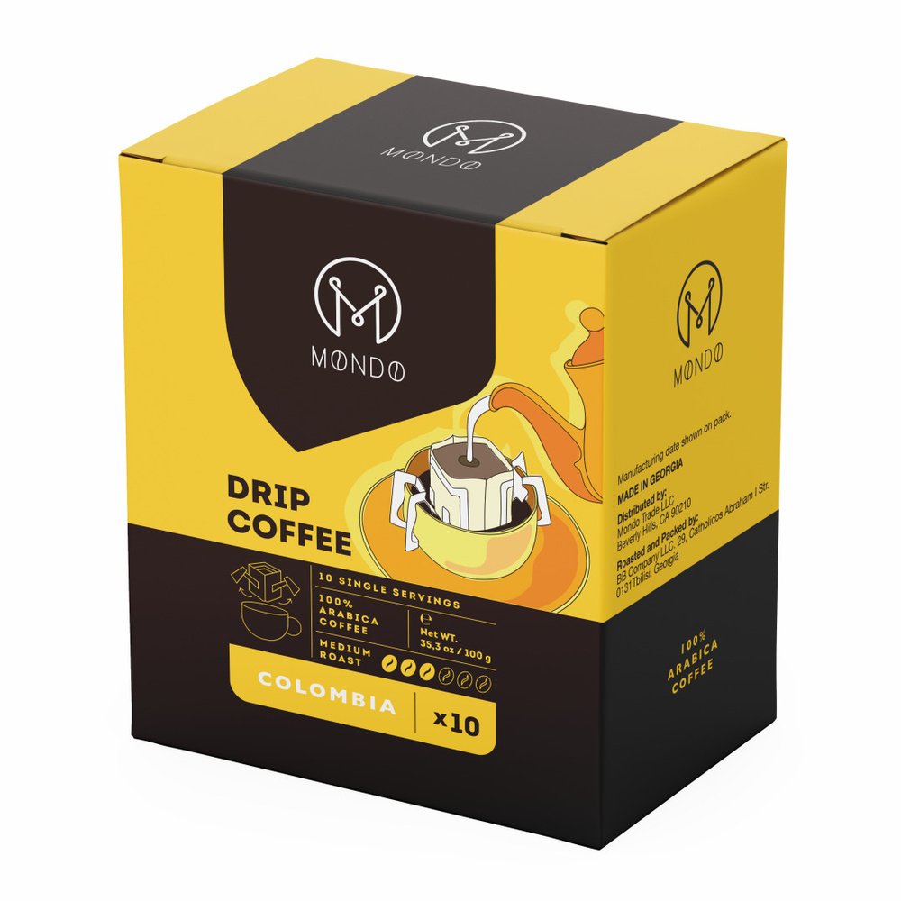 Молотый кофе MONDO COLOMBIA, в дрип-пакетах - Drip coffee, 10 шт. по 10 г., 10 шт. по 10 г.  #1