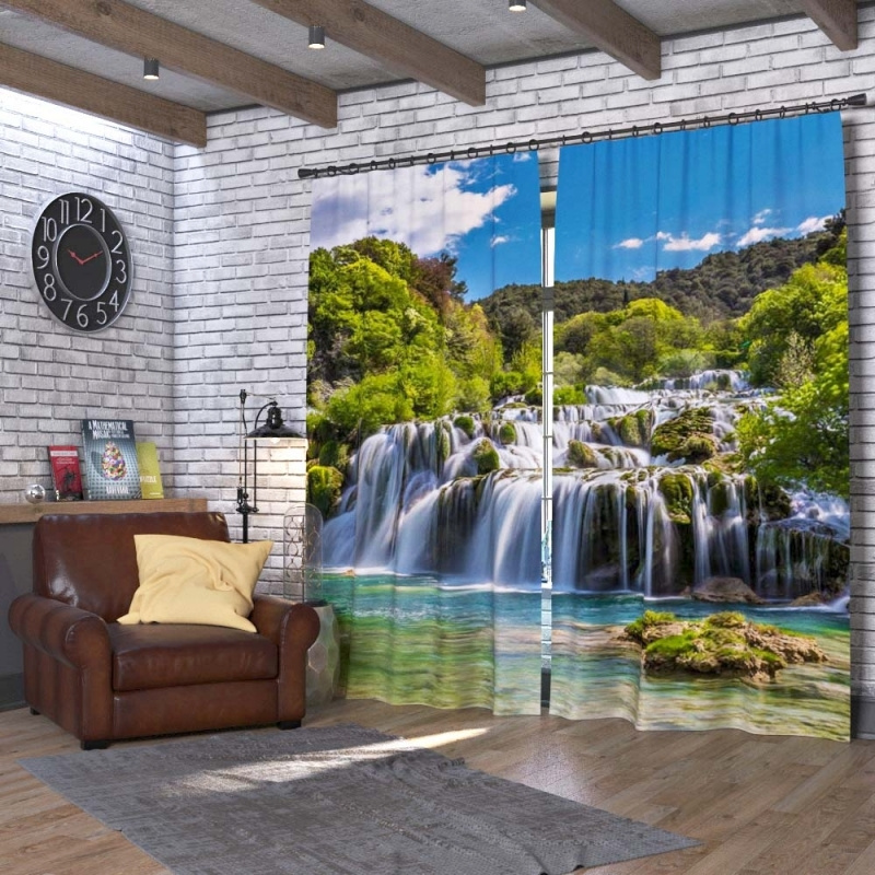 Фотошторы Chernogorov Home Красивый водопад Скрадинский Бук. Хорватия, 240х150см, габардин, на ленте #1