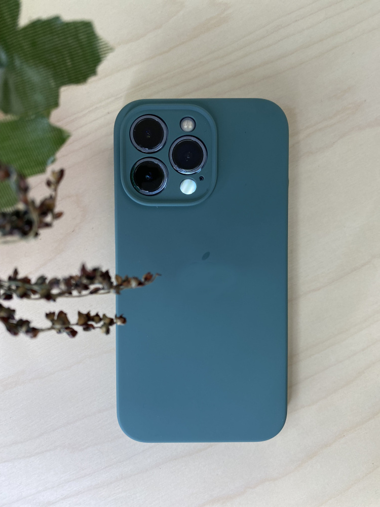 Чехол Silicon case iPhone 13 Pro Сосновый лес с защитой для камеры, силиконовая накладка с бортиками #1