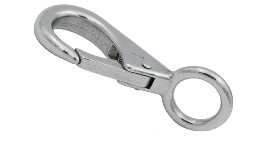 Карабин-защелка с кольцом 97 мм, нержавеющая сталь А4 (4 шт.) для использования с веревками, цепями, #1