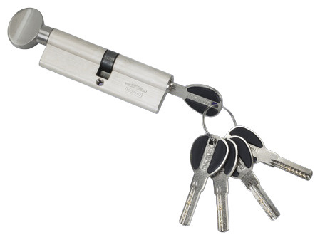 Цилиндровый механизм, латунь (личинка для замка)Перфорированный ключ-вертушка CW60/50 мм  #1