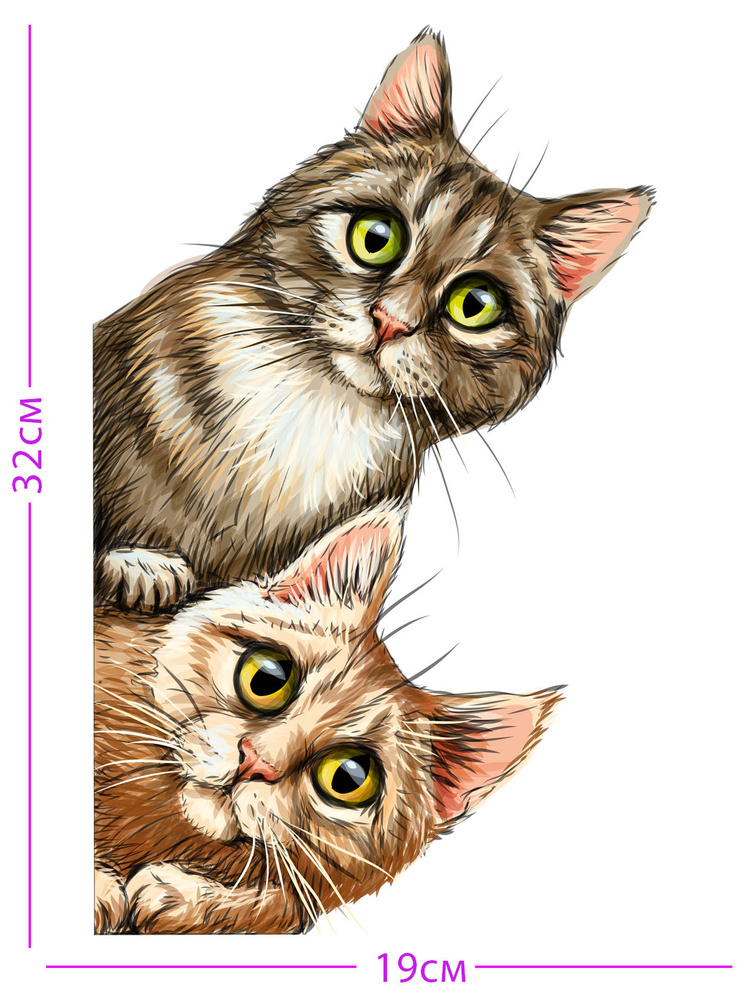 Наклейка статическая для декора двухсторонняя Коты на окно многоразовая  #1