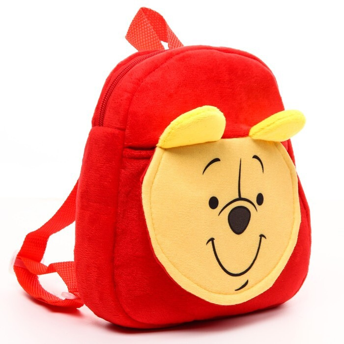 Рюкзак плюшевый, на молнии, с карманом, 19 х 22 см "Мишка", Медвежонок Винни и его друзья  #1