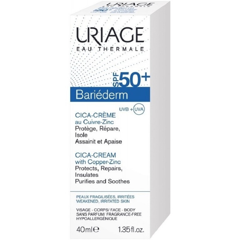 URIAGE, Bariederm Цика-крем с медью и цинком SPF50+, для поврежденной и раздраженной кожи / Заживляющее #1