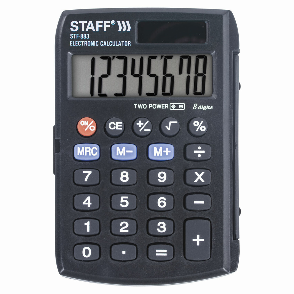Калькулятор Staff карманный, 8 разрядов, двойное питание, 95х62 мм (STF-883)  #1