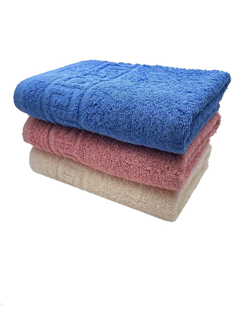 Набор полотенец для лица, рук или ног TM Textile, Хлопок, 50x90 см, слоновая кость, темно-розовый, 3 #1