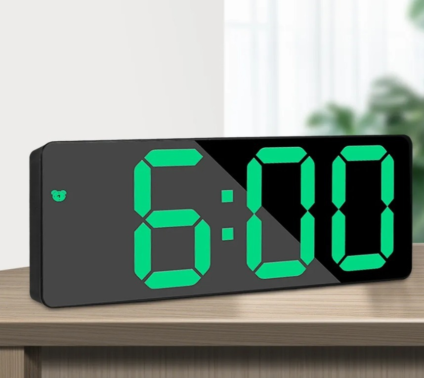 Цифровой будильник GH-0712; Чёрный корпус, зелёные цифры / Прикроватные светодиодные дорожные часы с #1