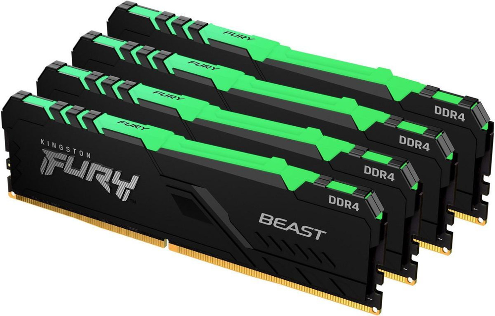 Kingston Fury Оперативная память Beast Black RGB DDR4 2666 МГц 4x32 ГБ (KF426C16BBAK4/128)  #1