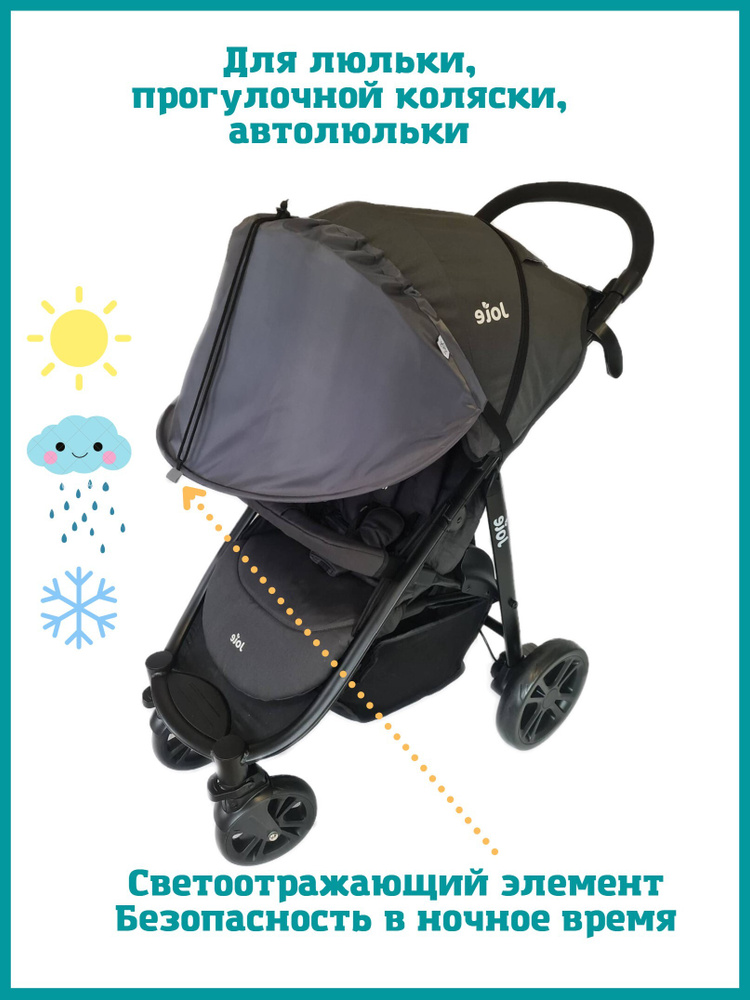 Козырек для коляски AUKA kids от солнца, шторка для люльки/автолюльки, защита от дождя/ветра и снега. #1