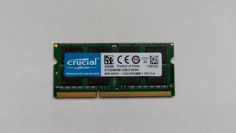 Crucial Оперативная память DDR3L 8 ГБ 1333 MHz SO-DIMM PC3L-10600s 1x8 ГБ (CT102464BF133Bn)  #1