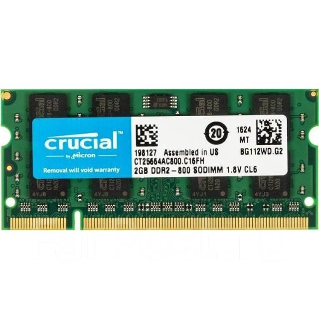 Crucial Оперативная память DDR2 SO-DIMM 800Mhz 2GB PC2-6400s 1x2 ГБ (Crucaildd2) #1