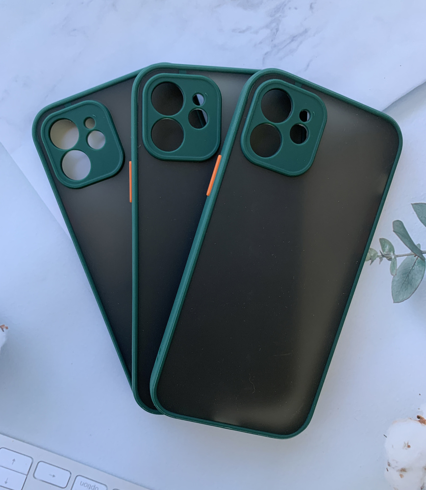 Чехол для айфон 12 мини / iphone 12 mini, зеленый, прозрачный, защита ...