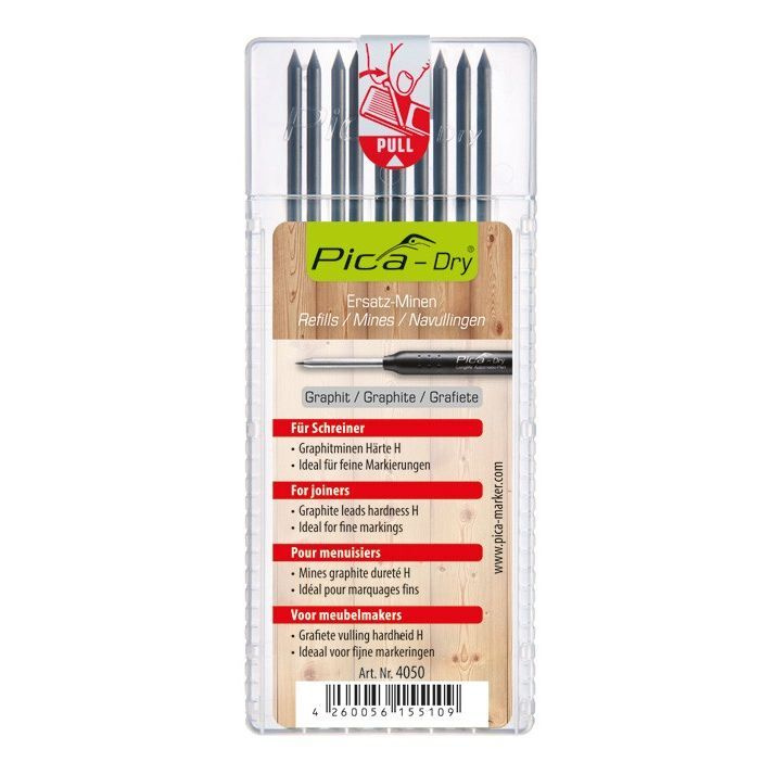 PICA-MARKER 4050 Комплект грифелей для карандаша Pica - Dry (10 шт графитовые, твердость H) в кейсе  #1