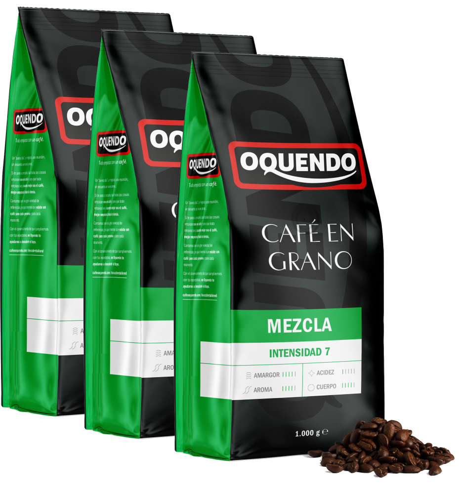 Кофе в зернах Oquendo Cafe Mezcla 3 кг (3* 1кг) Арабика 80% для кофемашины средней обжарки Бразилия, #1