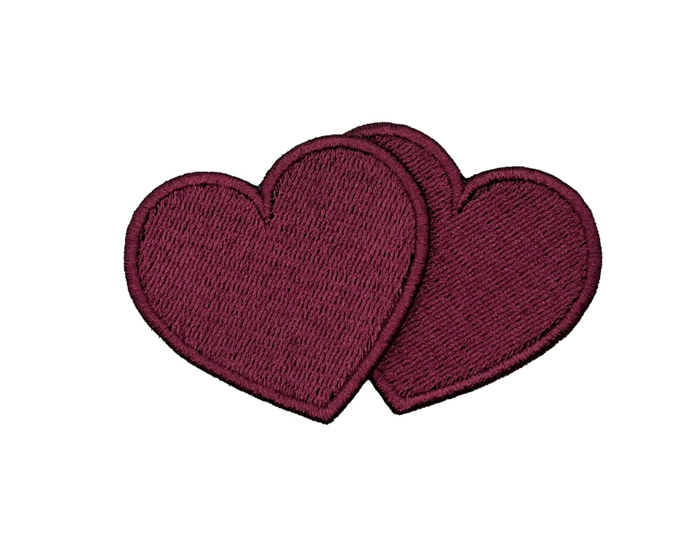 Набор из двух нашивок патчей на одежду в виде сердечек Love на термоплёнке 54х49 мм  #1
