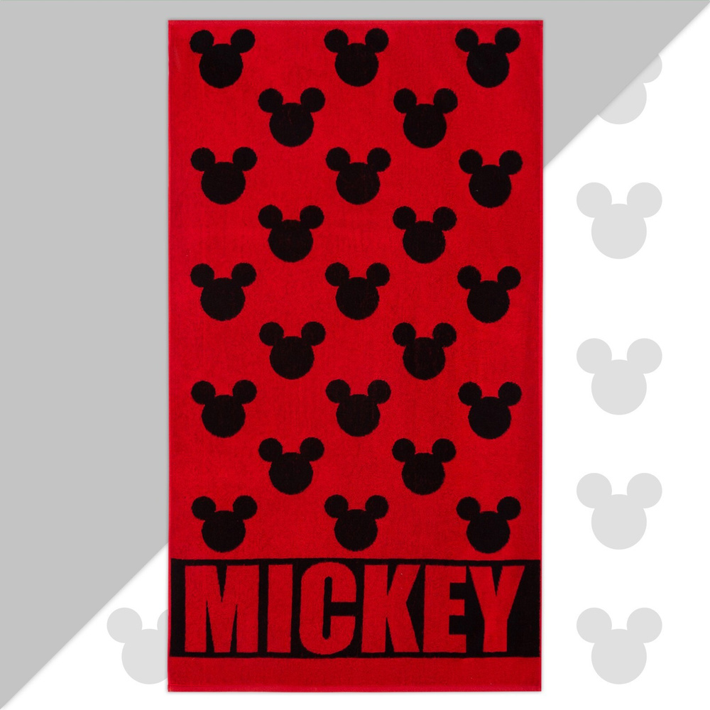 Детское полотенце махровое Mickey "Микки Маус", красный, 70х130 см, 100% хлопок, 420гр/м2  #1