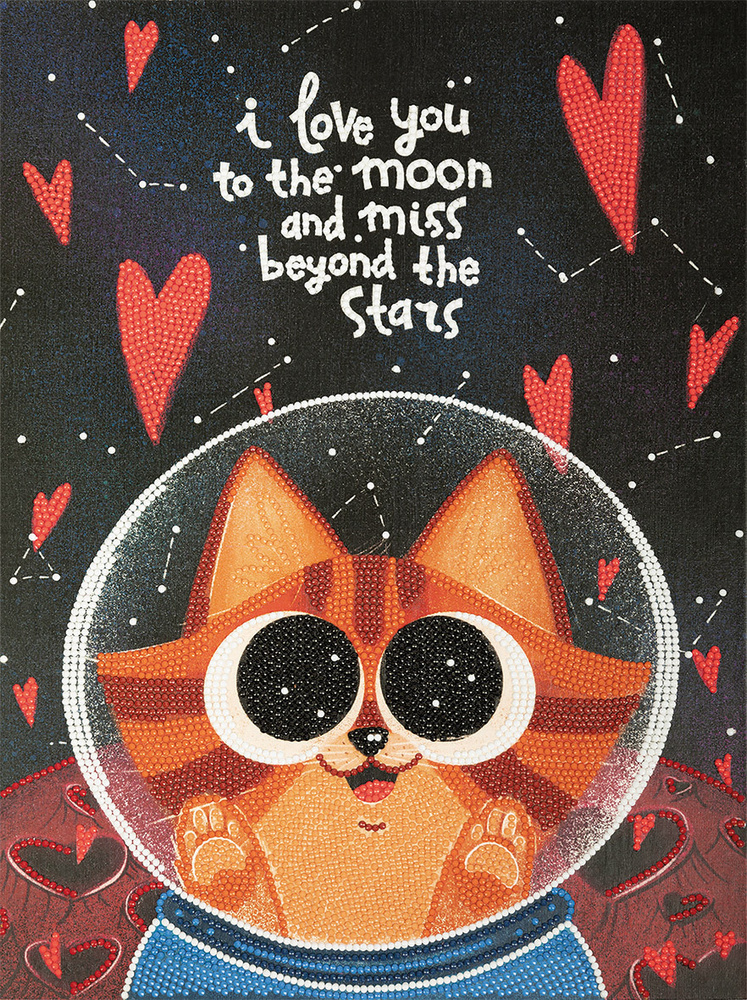 Набор ФРЕЯ кристальная (алмазная) мозаика ALBP-252 постер "Космический кот" 30х40 см  #1