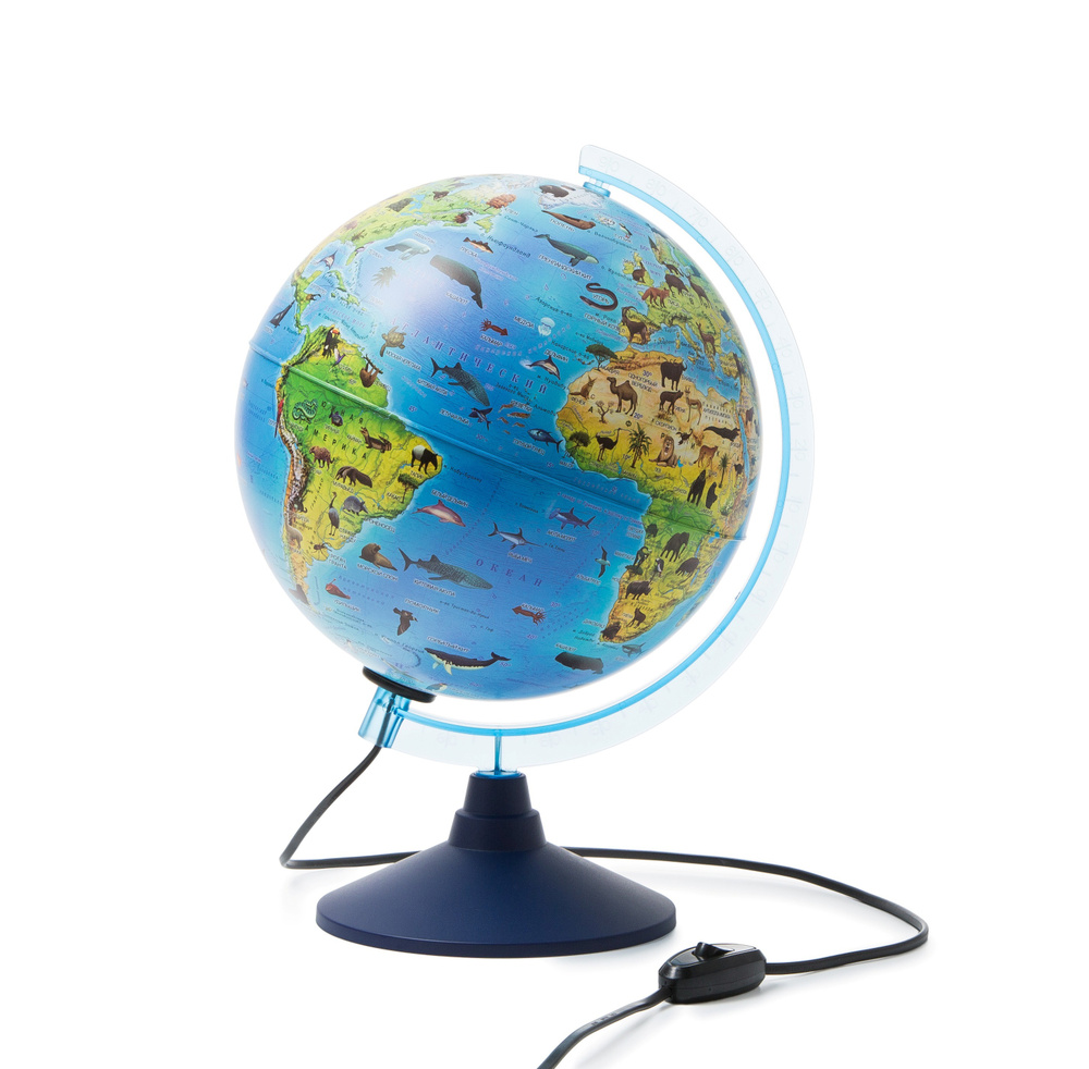 Глобус зоогеографический диаметр 25 см Классик Евро Детский с подсветкой, в комплекте очки виртуальной #1