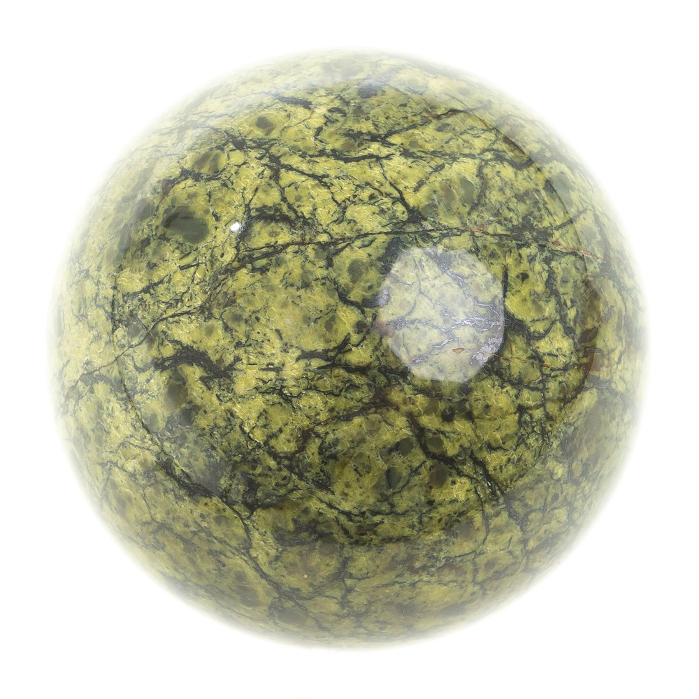 Шар из светло-зеленого змеевика 7 см / сувенир из камня #1