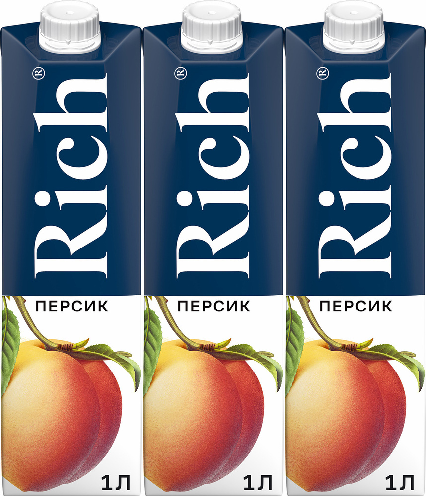 Нектар Rich Персик с мякотью 1 л в упаковке, комплект: 3 упаковки  #1