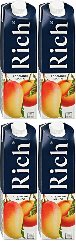 Нектар Rich апельсин-манго 1 л в упаковке, комплект: 4 упаковки  #1