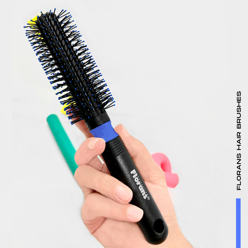 Florans Брашинг для волос с антистатической нейлоновой щетиной 22 cm, d-20 (BLUE) / Круглая расческа #1