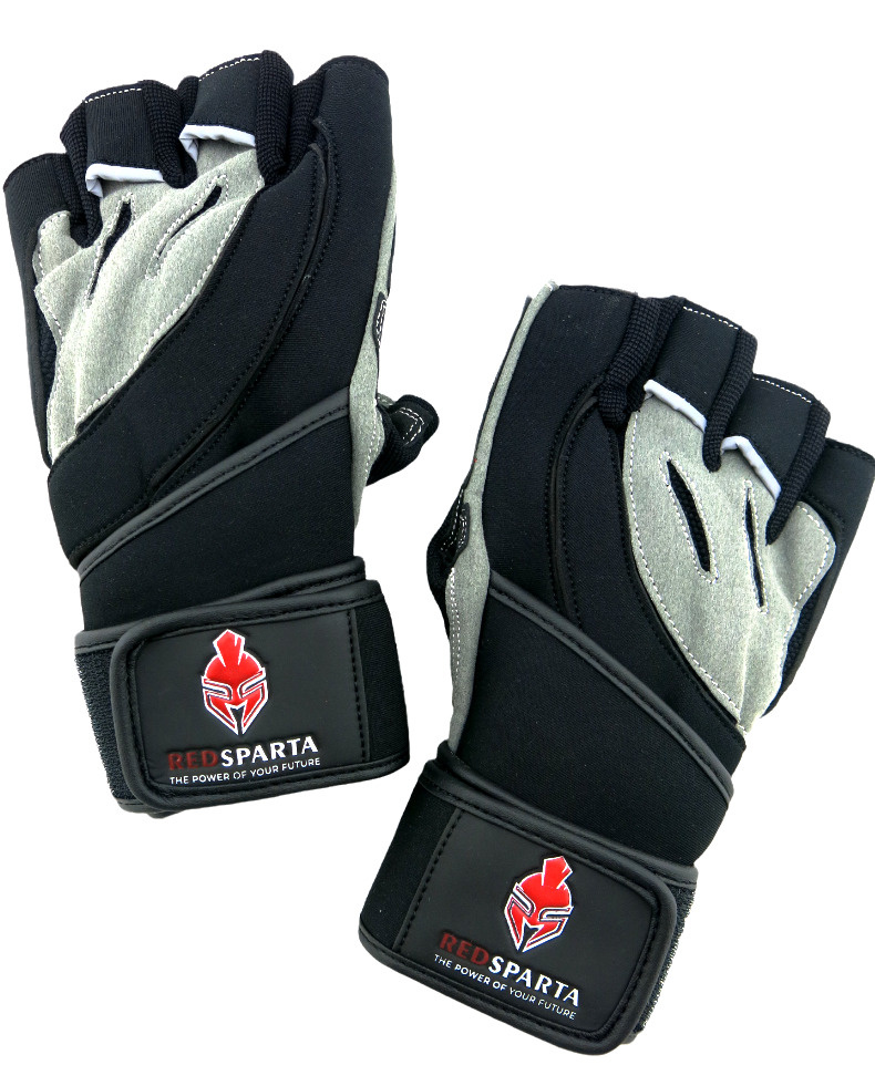 Перчатки спортивные без пальцев с поддержкой запястья, кожаные усиленные, для тяжелой атлетики, пауэрлифтинга, #1
