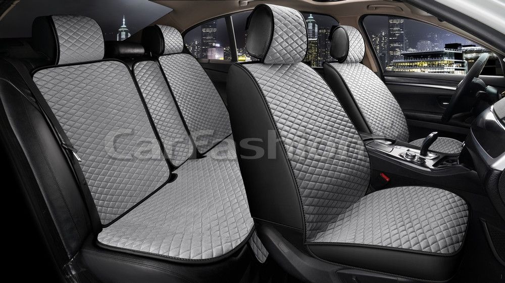 Комплект универсальных накидок на автомобильные сиденья CarFashion ROMB серый/черный  #1