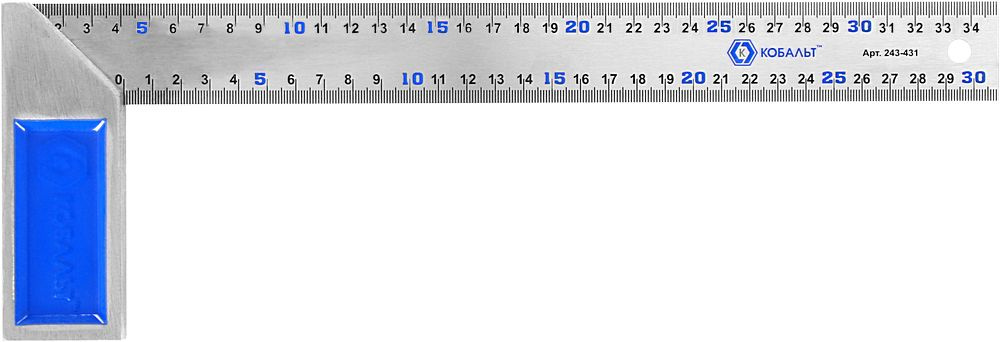 Угольник КОБАЛЬТ столярный 350 мм, нерж.сталь ,чугунное основание  #1