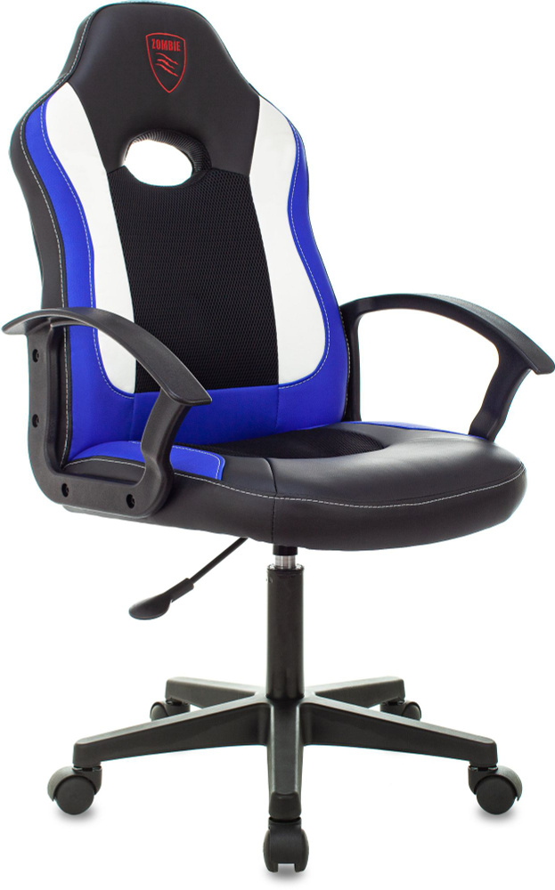 Кресло игровое Zombie 11LT черный/синий текстиль/эко.кожа крестов. пластик  #1