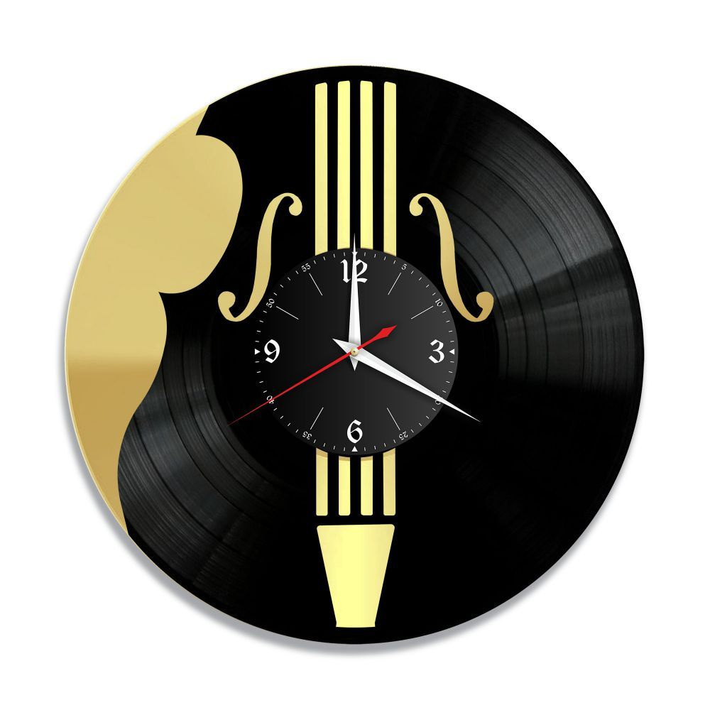 RedLaser Настенные часы "Музыка (Виолончель) золото, из винила, №26", 30 см  #1