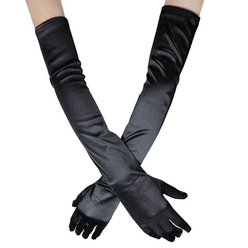 Перчатки карнавальные выше локтя, черный, 1 пара #1