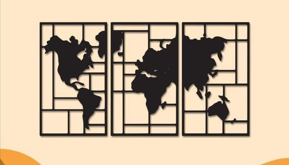 Панно Ais Laser карта мира PANNO-BLACK-3CHASTI-KARTA-ZEMLI - купить по ...