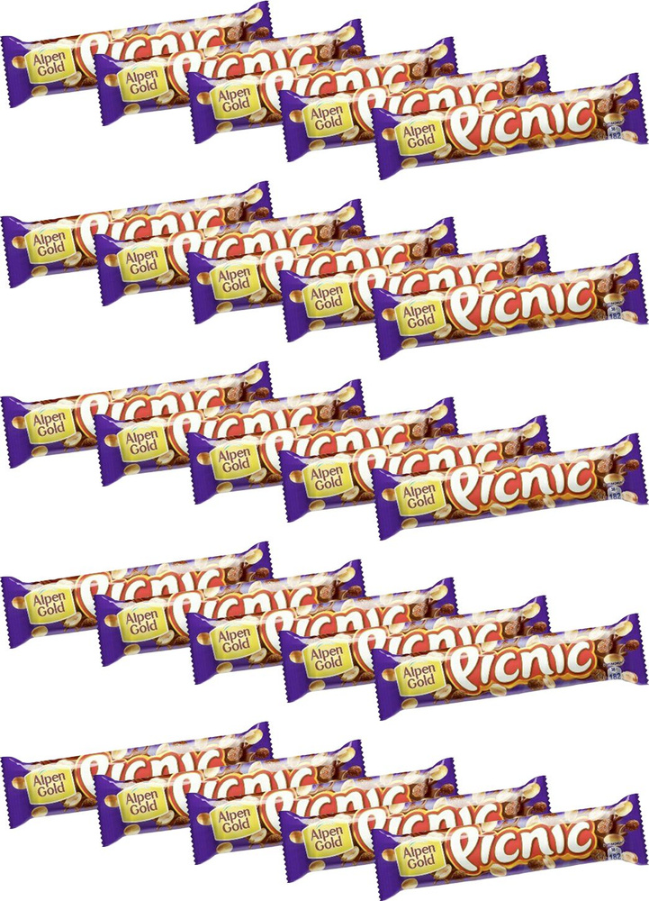 Батончик Picnic шоколадный с арахисом-изюмом-карамелью, комплект: 25 упаковок по 38 г  #1