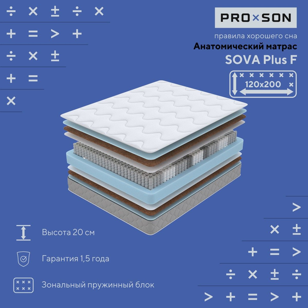 Матрас анатомический PROxSON SOVA Plus F, двуспальный 120х200 #1