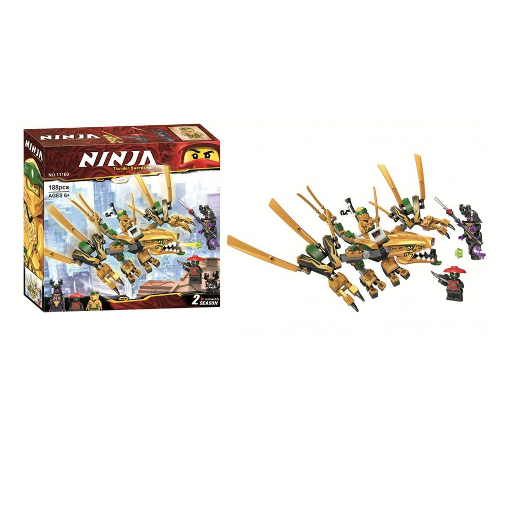 Конструктор Золотой Дракон / Деталей: 188 / Ninja 11160 (сопоставим с LEGO NINJAGO 70666)  #1