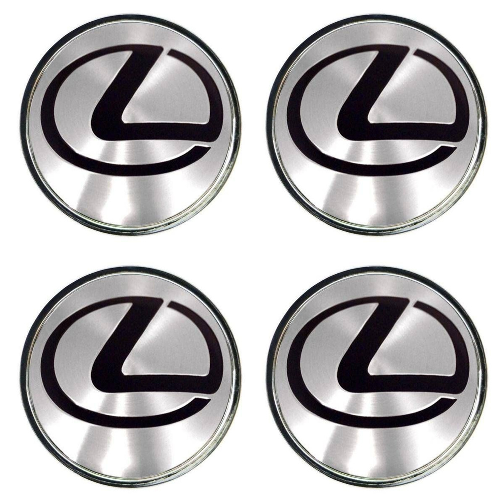 Колпачки на литые диски Lexus 60/56/9 мм - 4 шт / Заглушки ступицы Лексус хром-черный  #1