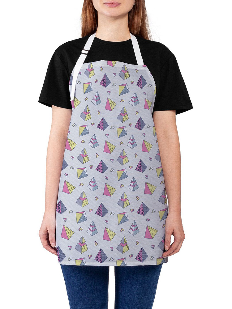 Фартук кухонный JoyArty "Цветные пирамидки", универсальный размер для женщин и мужчин  #1