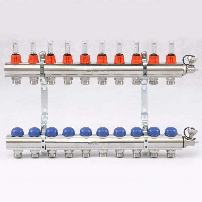 Коллекторная группа UNI-FITT 1'х3/4" ЕК 10 выходов с расходомерами и дренажными клапанами  #1