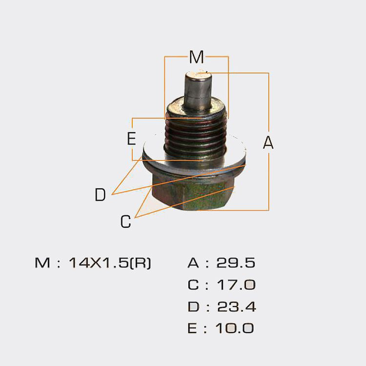 Болт маслосливной с магнитом (с шайбой) Isuzu 14х1.5mm UBS- UCS- UES- UER  #1