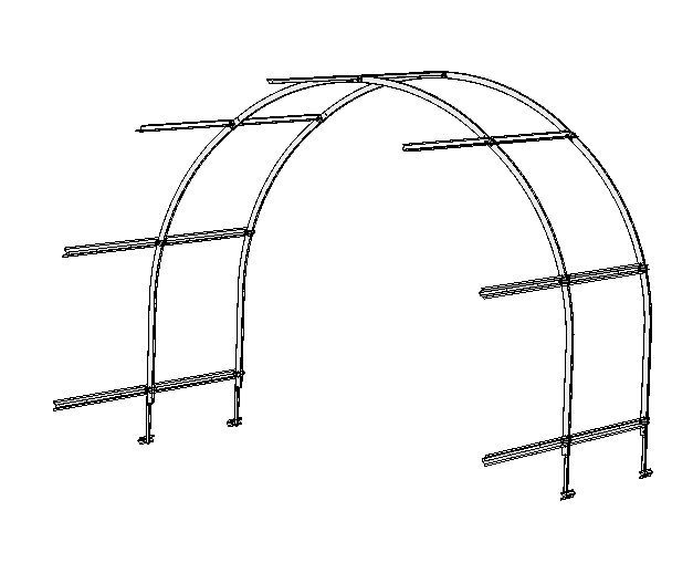 Каркас вставки к теплице "Сигма" 3х2х2,1м с шагом дуг 1м (упаковано в коробку) без укрывного материала #1