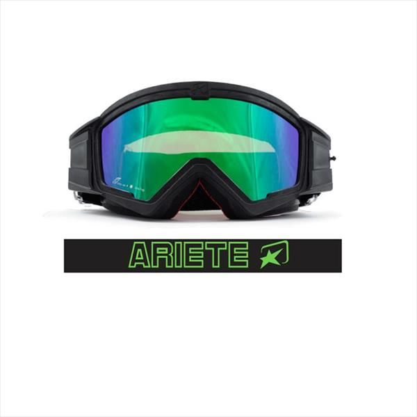 Кроссовые очки (маска) Ariete Mudmax черные с зеленой линзой #1