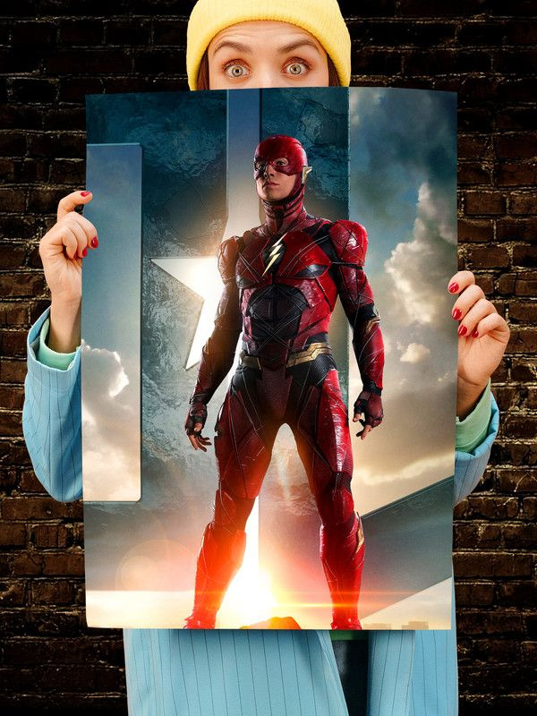 Постер интерьерный Флеш, 70х46 см. Матовый яркий. Лига справедливости Супергерои  #1