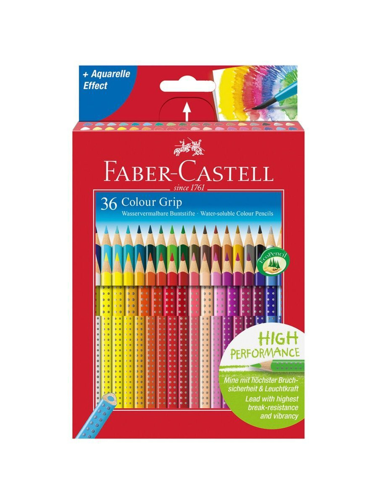 Карандаши цветные Faber-Castell "Grip", 36цв., трехгран., заточен., картон., европодвес, 112442  #1