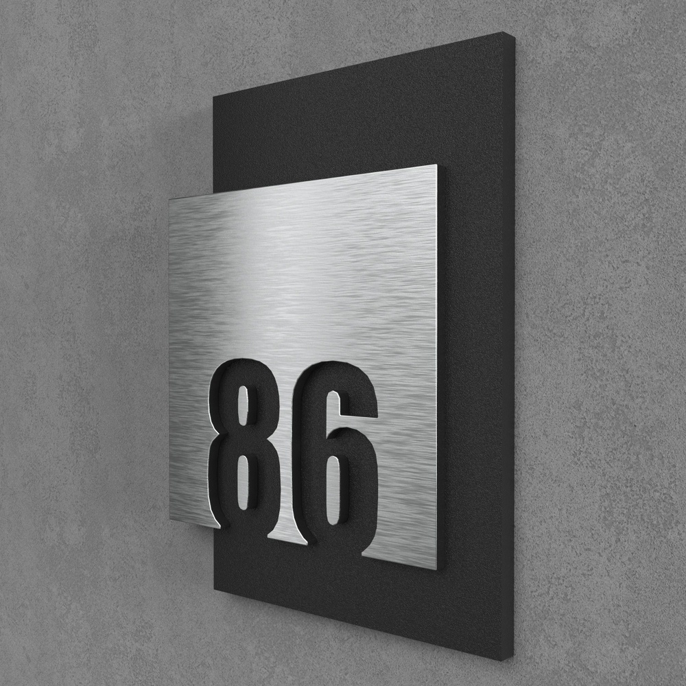 Цифры на дверь квартиры, табличка самоклеящаяся номер 86, 15х12см, царапанное серебро  #1